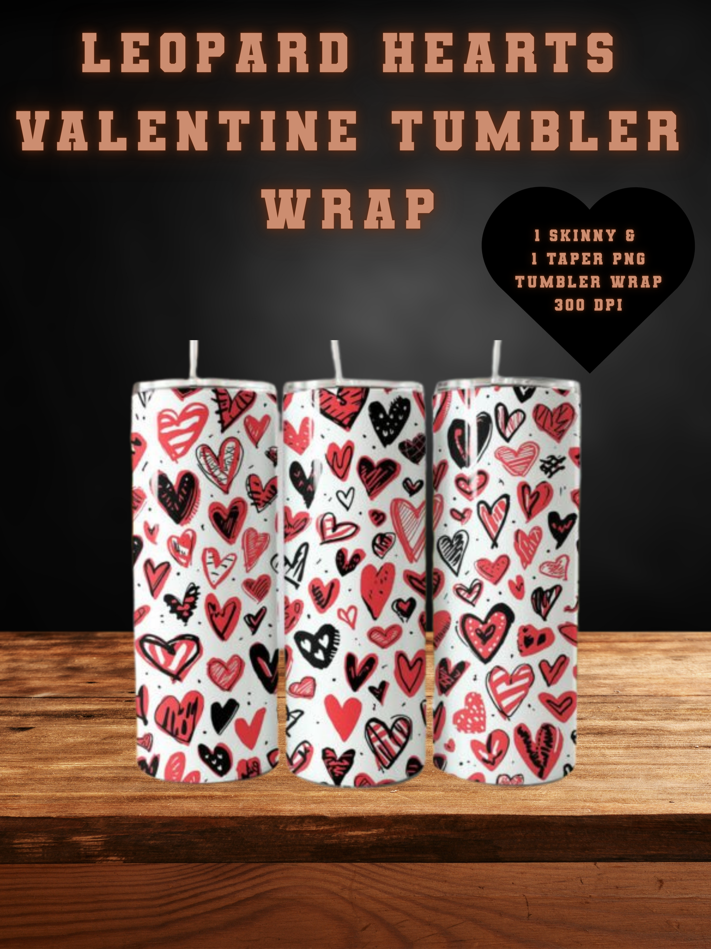 Leopard Hearts Valentine Tumbler Wrap