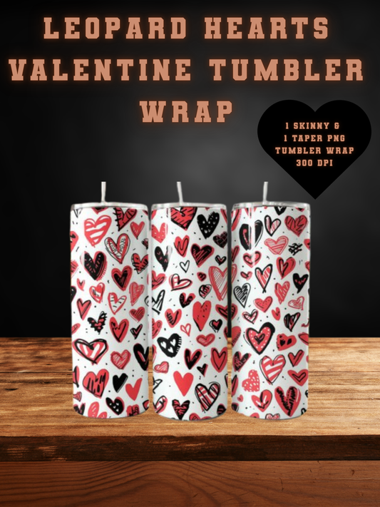Leopard Hearts Valentine Tumbler Wrap