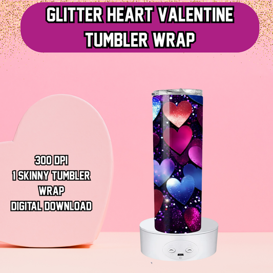 Glitter Heart Valentine Tumbler Wrap